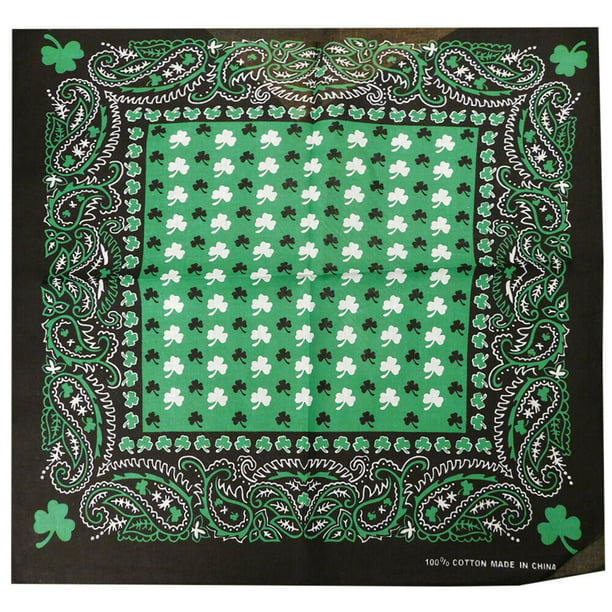 100% Cotton Paisley Bandanas Double Sided "Hunter Green" Handkerchief Headscarf